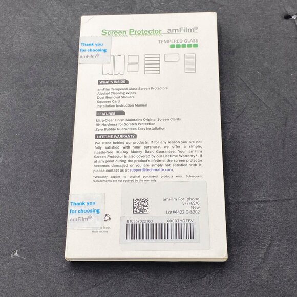 amFilm Tempered Glass Screen Protector For iPhone 8/7/6S/6 2-Pack Ultra Clear Bu - Picture 3 of 7